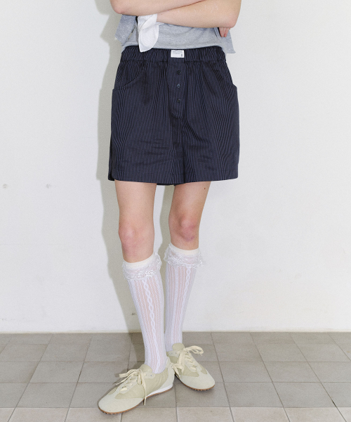 [CORE] STRIPE COTTON TRUNK PANTS - NAVY