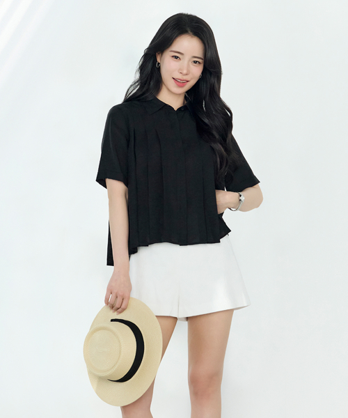 [2PACK] Блузка в складку из льна 26SS