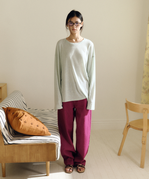 LINEN LOOSE LONG SLEEVE TOP [MINT]