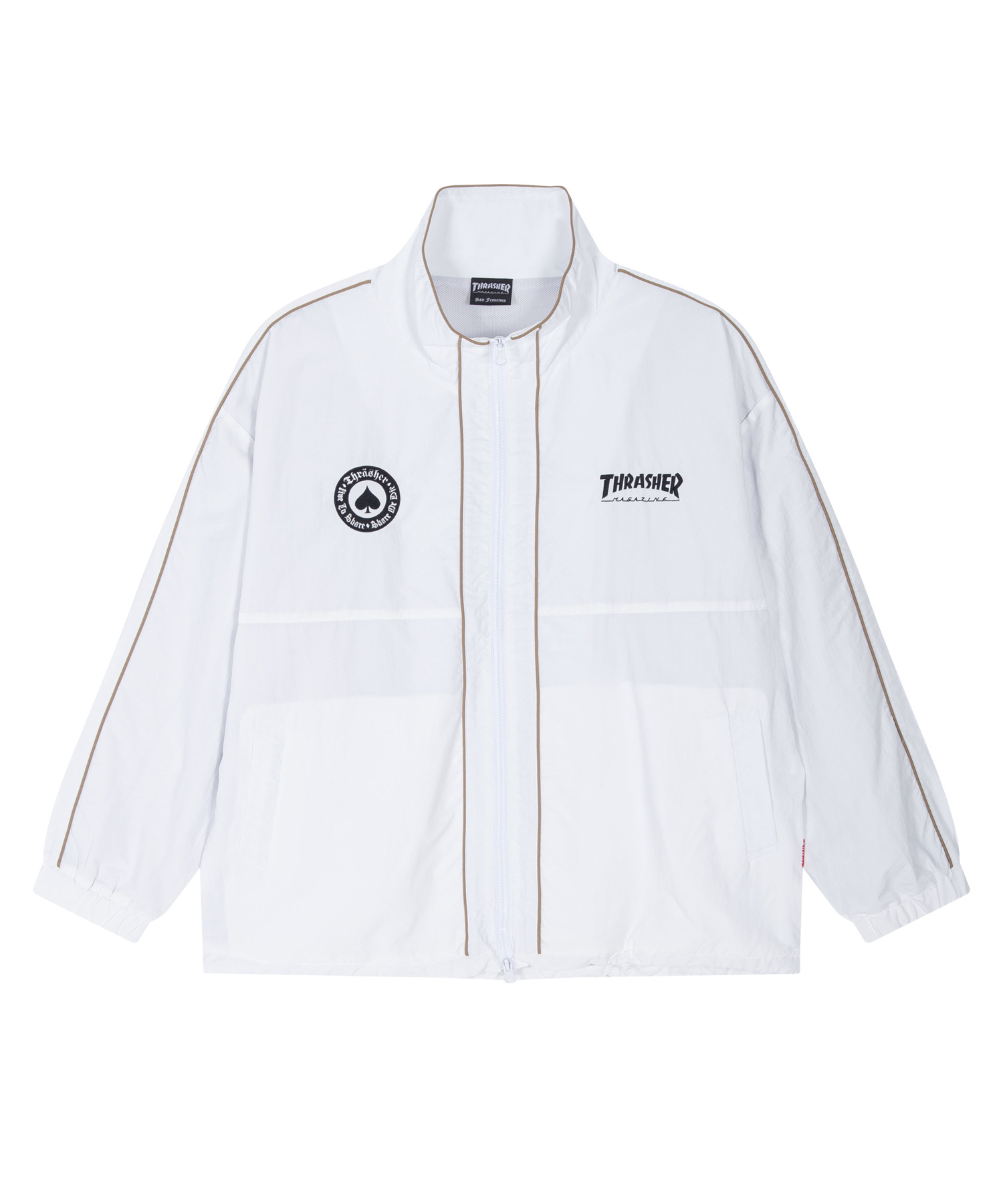 THRASHER Skate And Destroy Nylon Piping Jacket White