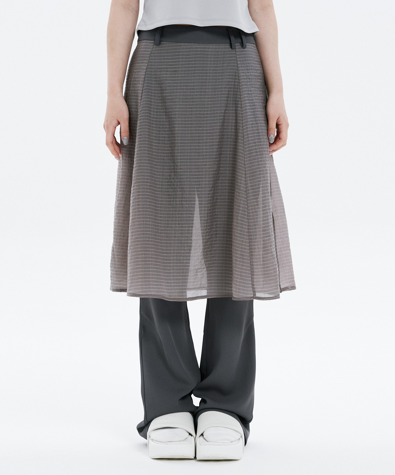 Hidden pocket skirt pants GREY
