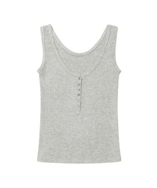 BUTTON POINT SLEEVELESS IN MELANGE GREY