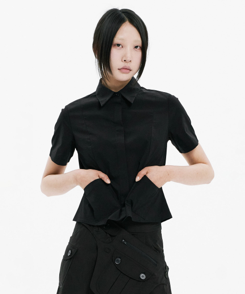 Under pocket half shirts BLACK