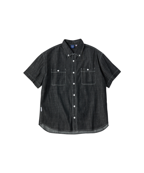 Джинсовая рубашка с коротким рукавом (Black)