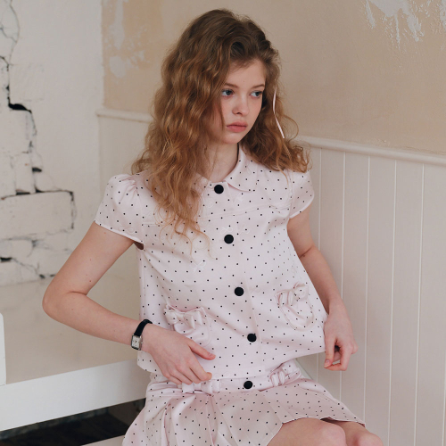 Cest_Polka dot short sleeve jacket