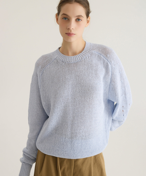 (UNISEX) Бумажный пуловер_Sky Blue
