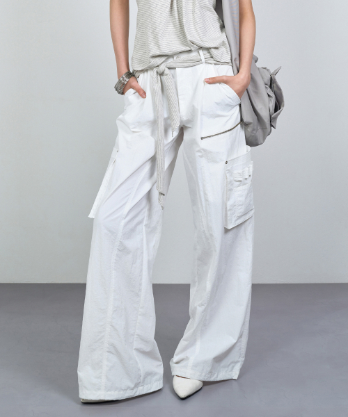 MIXED LAYERED TIE JOGGER PANTS (UNISEX) IVORY