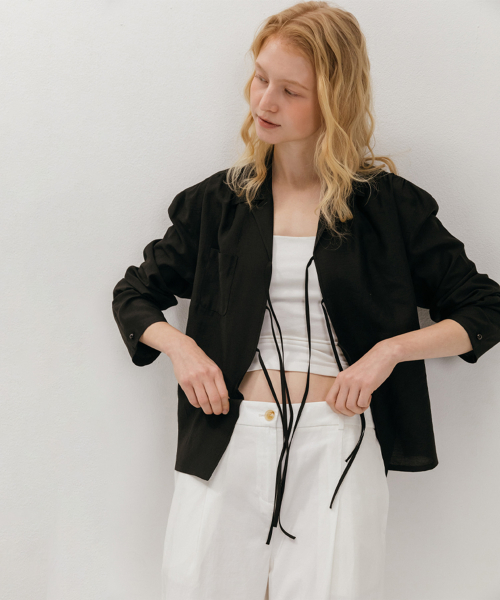Tie Front Blouse (BLACK)