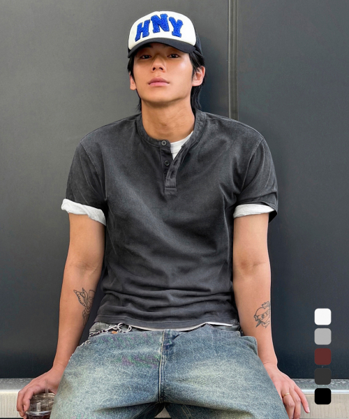 © EVERYONES SINGLE STITCH SHORT SLEEVE T-SHIRT (COOLMAX® FABRIC)_HENLEY 5 COLOR