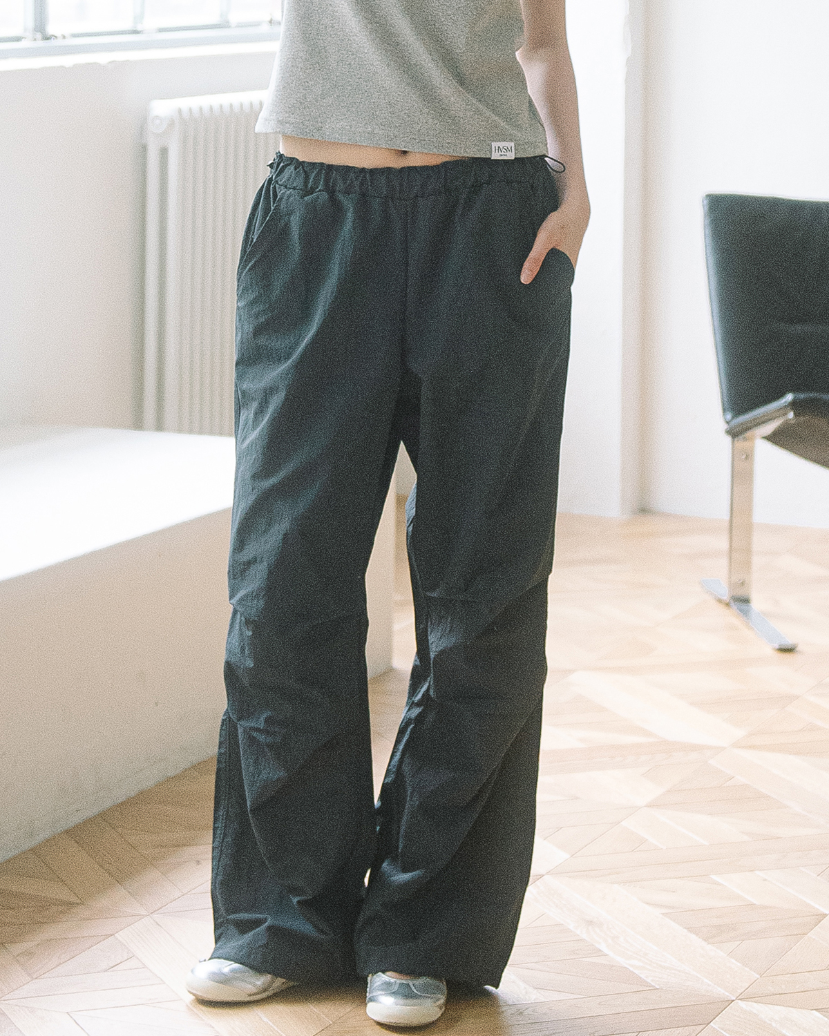 NYLON PARACHUTE PANTS(CHARCOAL)
