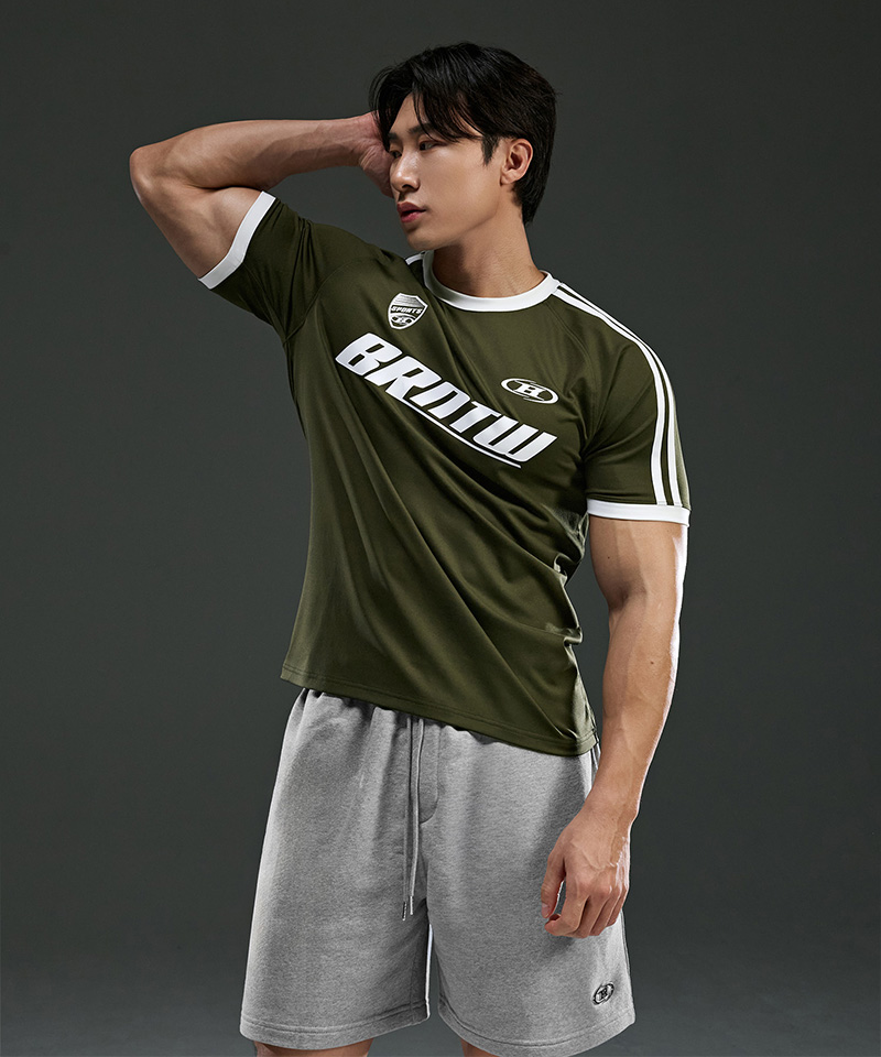 BRNTW TRACK LINE T-SHIRTS [KHAKI]