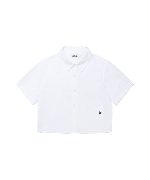 Кроп-рубашка Mono Cherry с коротким рукавом [White]
