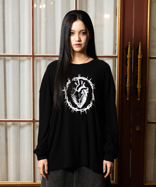 Saint heart Ribbed Long sleeve (Black)