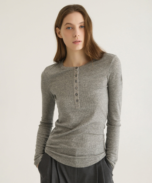 Трикотажная футболка Tencel Wool Henley — Grey