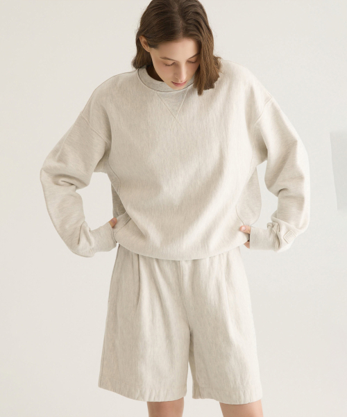 [UNISEX] reverse weave one складка свит шорты - овсянка