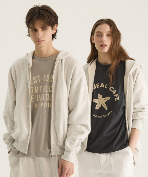 [UNISEX] reverse weave худи молния - овсянка
