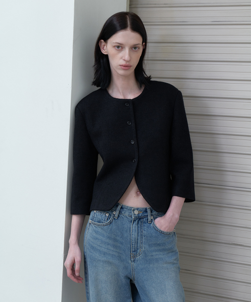 [사이즈추가]Simply Boucle Jacket_Black