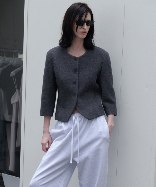 Simply Boucle Jacket_Charcoal