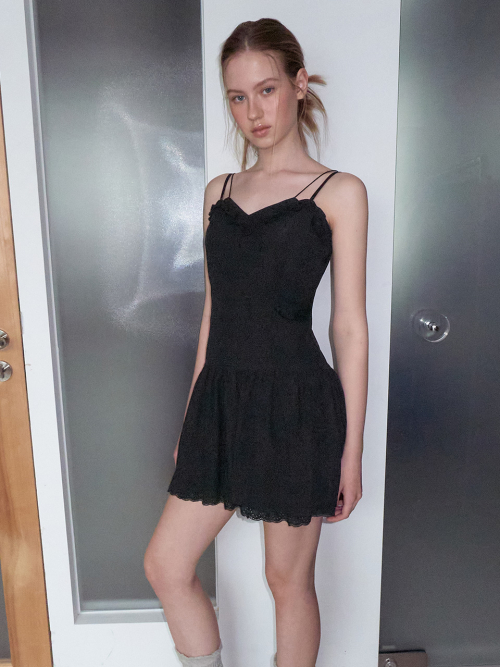Double Slip Punching Dress, Black