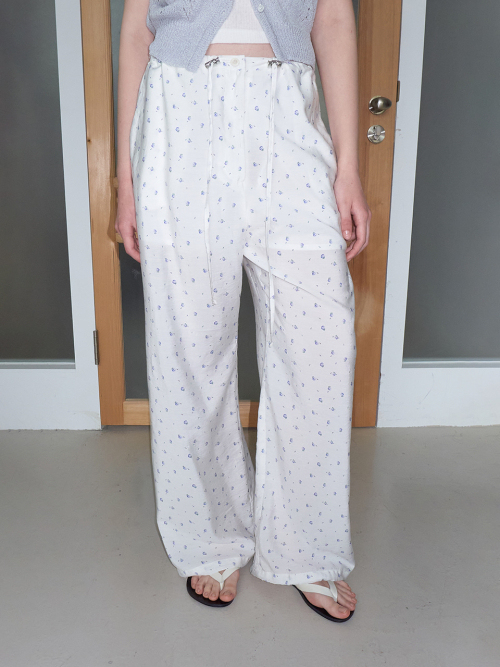 Flower String Pants, White