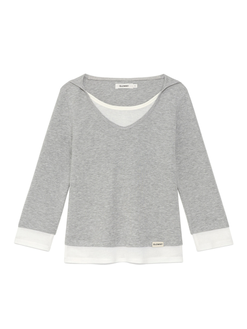 3/4 LAYERED CONTRAST HOODIE (GRAY)