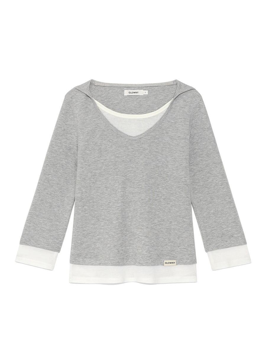 3/4 LAYERED CONTRAST HOODIE (GRAY)