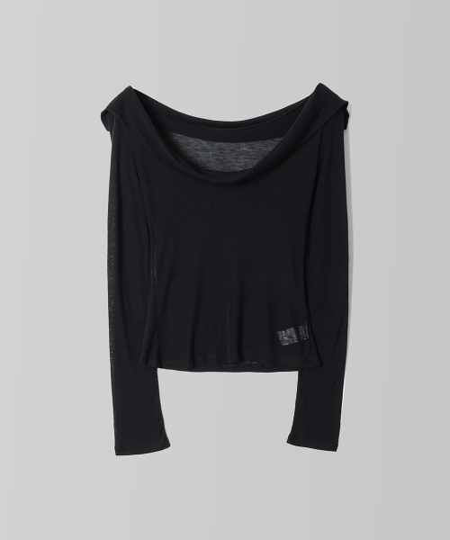 Nia Drape Neck Tee_Black