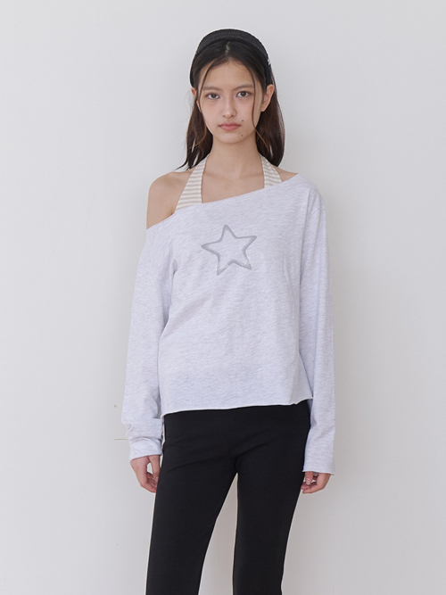 baby star tee - melange gray