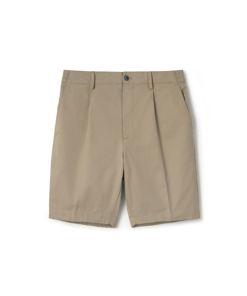 Шорты со складками из хлопка супима KHAKI