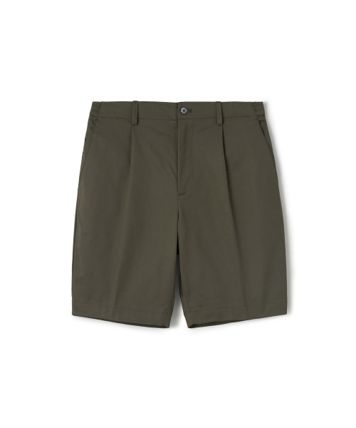 Шорты Authentic со складками из хлопка супима OLIVE