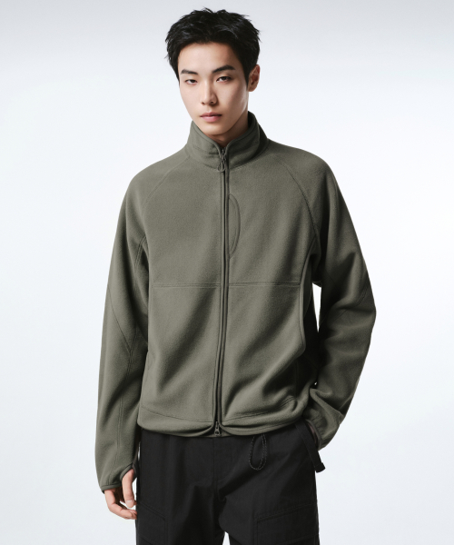 [시티 레저] 스트럭처드 폴라 플리스 하이넥 재킷 [카키 그레이]