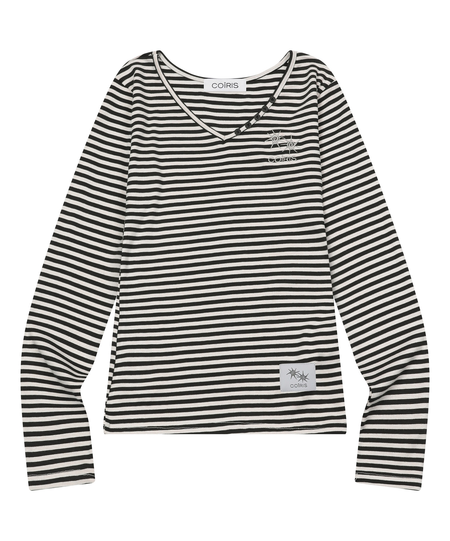 ROSA V-NECK STRIPED LONG SLEEVE T(2COLOR)