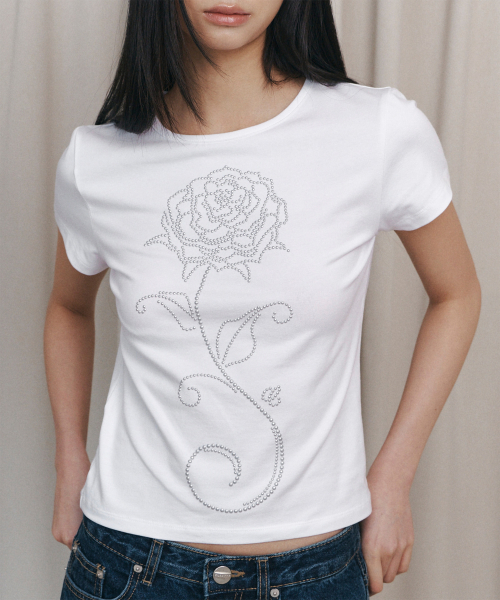 C ROSE HOTFIX SLIM T-SHIRT_WHITE