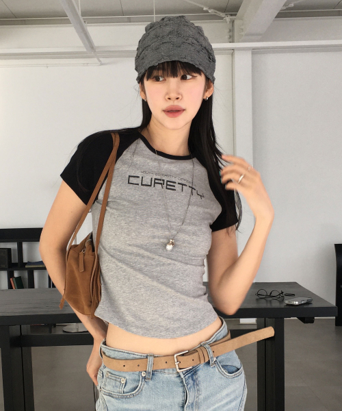 C CONTRAST RAGLAN SLIM T-SHIRT_BLACK