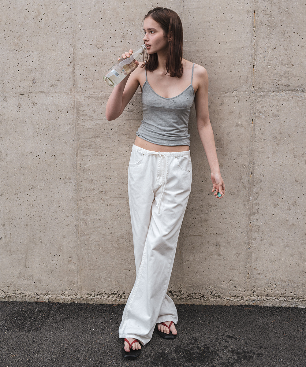 Waist Tie Denim_White
