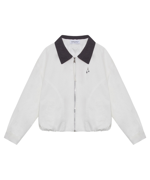 NEB metal shine two tone collar jumper (white)