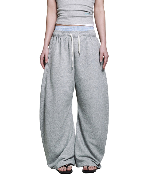 Checkered Double Layered Sweatpants - Gray