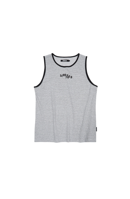 SCORCHED STRIPE SLEEVELESS [WHITE]