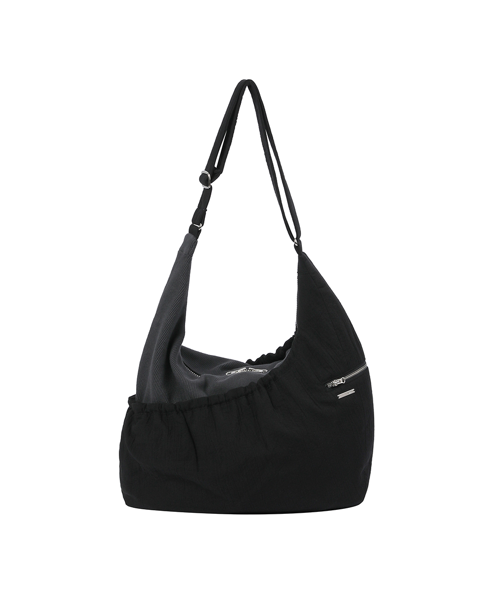 Ribbed layered cross bag BLACK