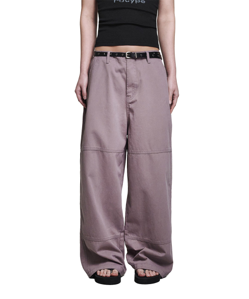 Double-cut Cotton Pants - Purple
