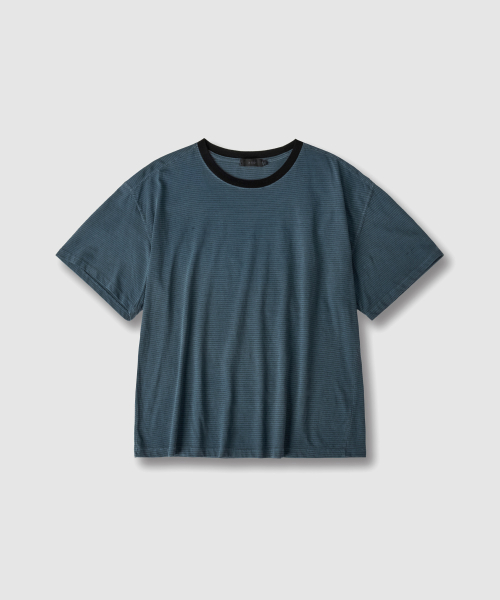 Футболка в полоску пигментного окрашивания - Teal Blue