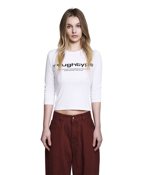 Lettering U-neck Half-sleeved T-shirt - White