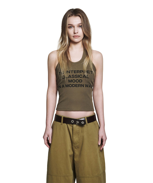 Lettering Halterneck Sleeveless - Хаки