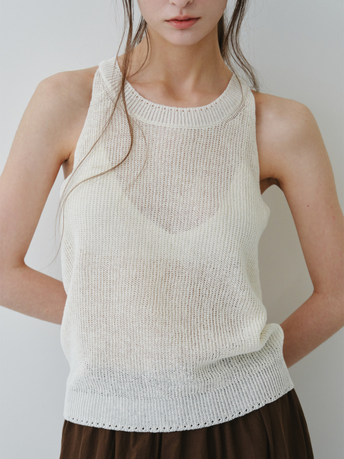 LINEN HALTER KNIT TOP_Отбеленный