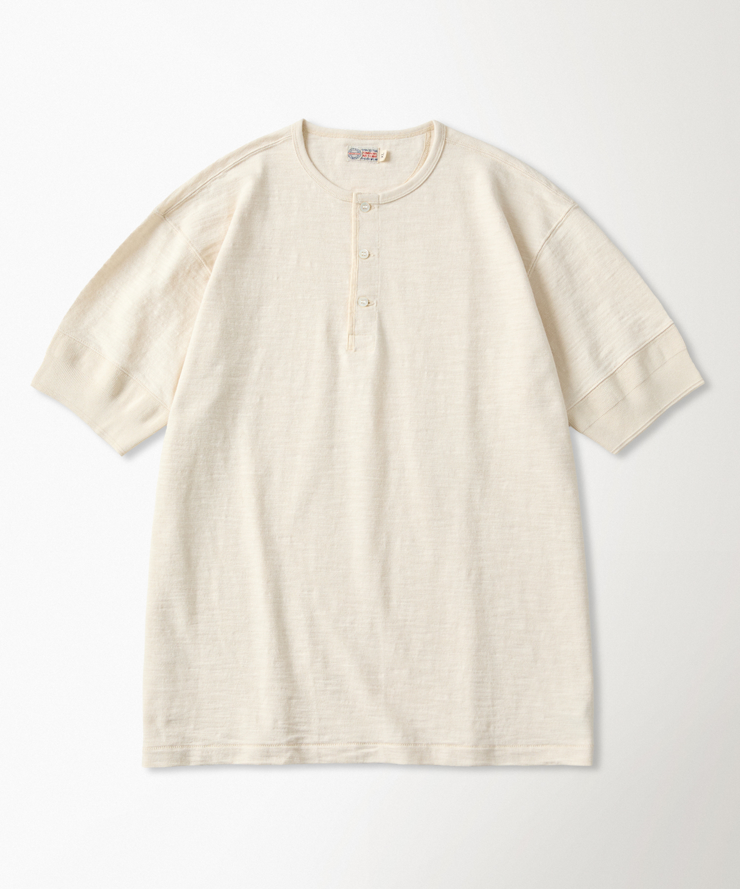 Tompkins Loopwheeled Tubular Henley Tee Apricot