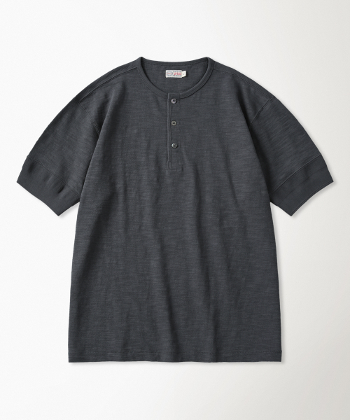 Tompkins Loopwheeled Tubular Henley Tee Black