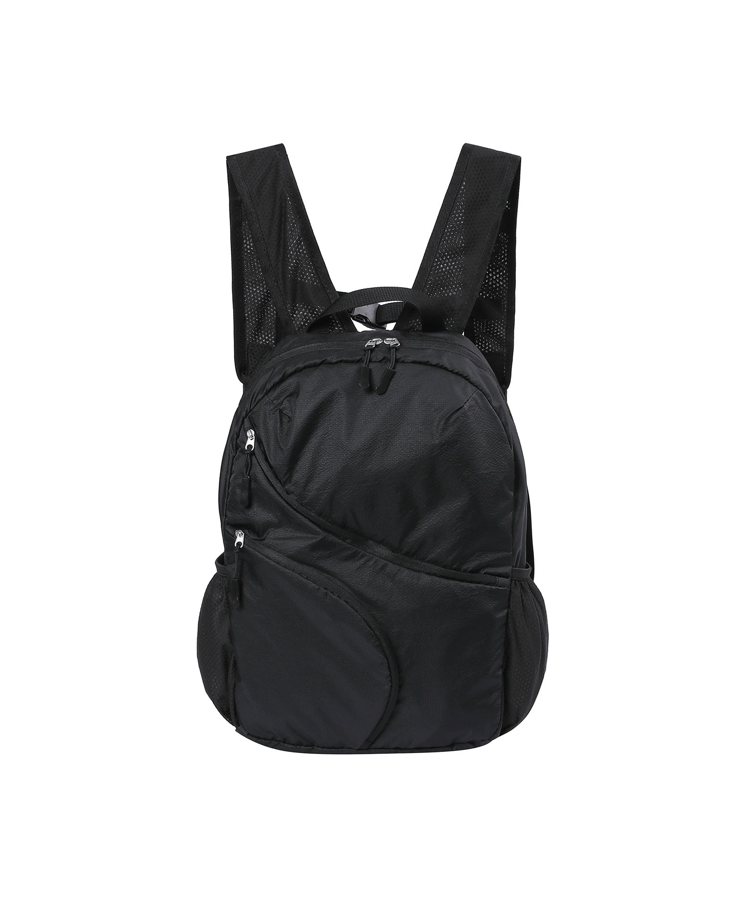 Double diagonal zipper backpack BLACK
