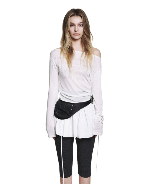 See-through Off-shoulder Long Sleeve - White