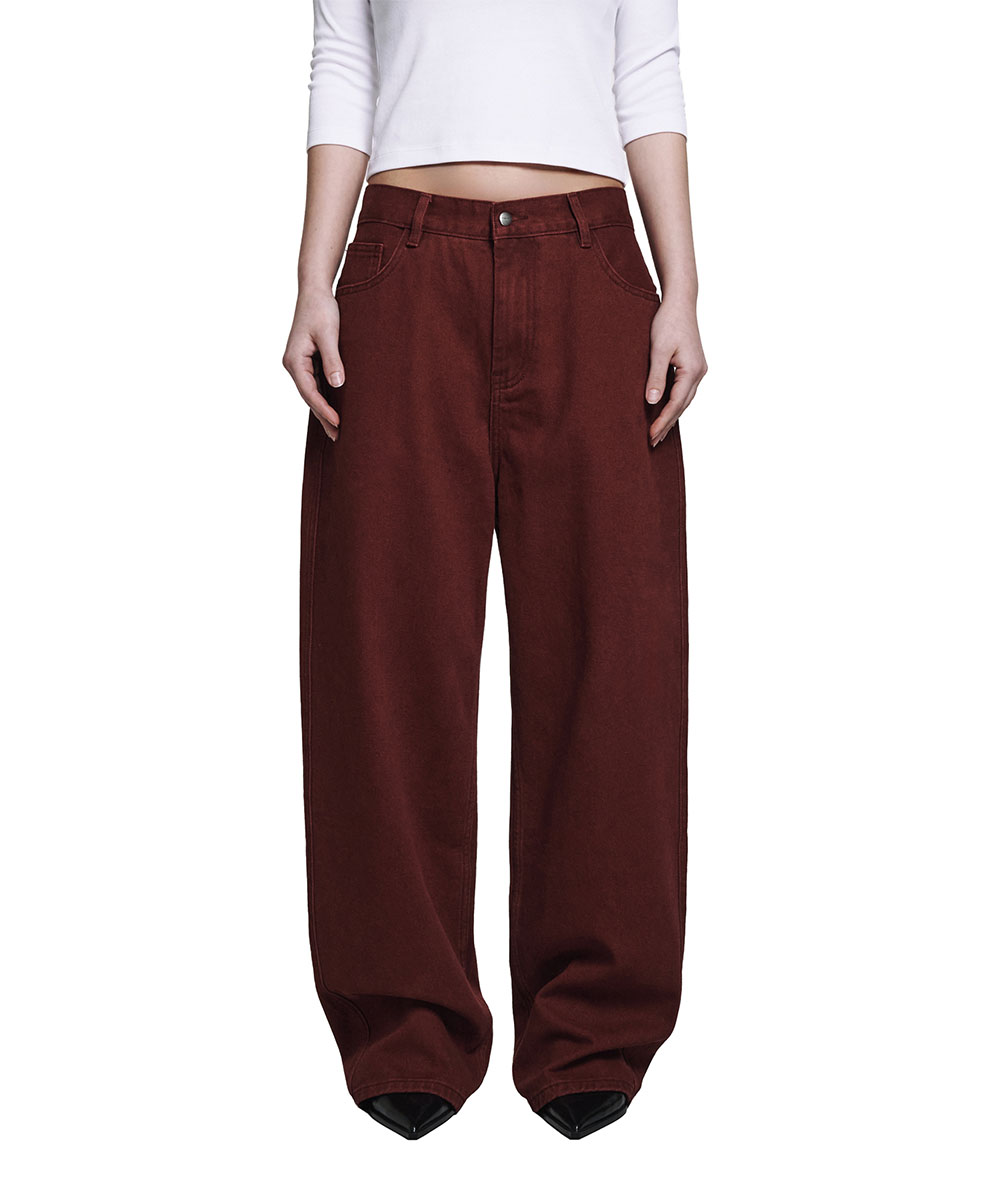 Drop Crotch Cotton Pants - Red