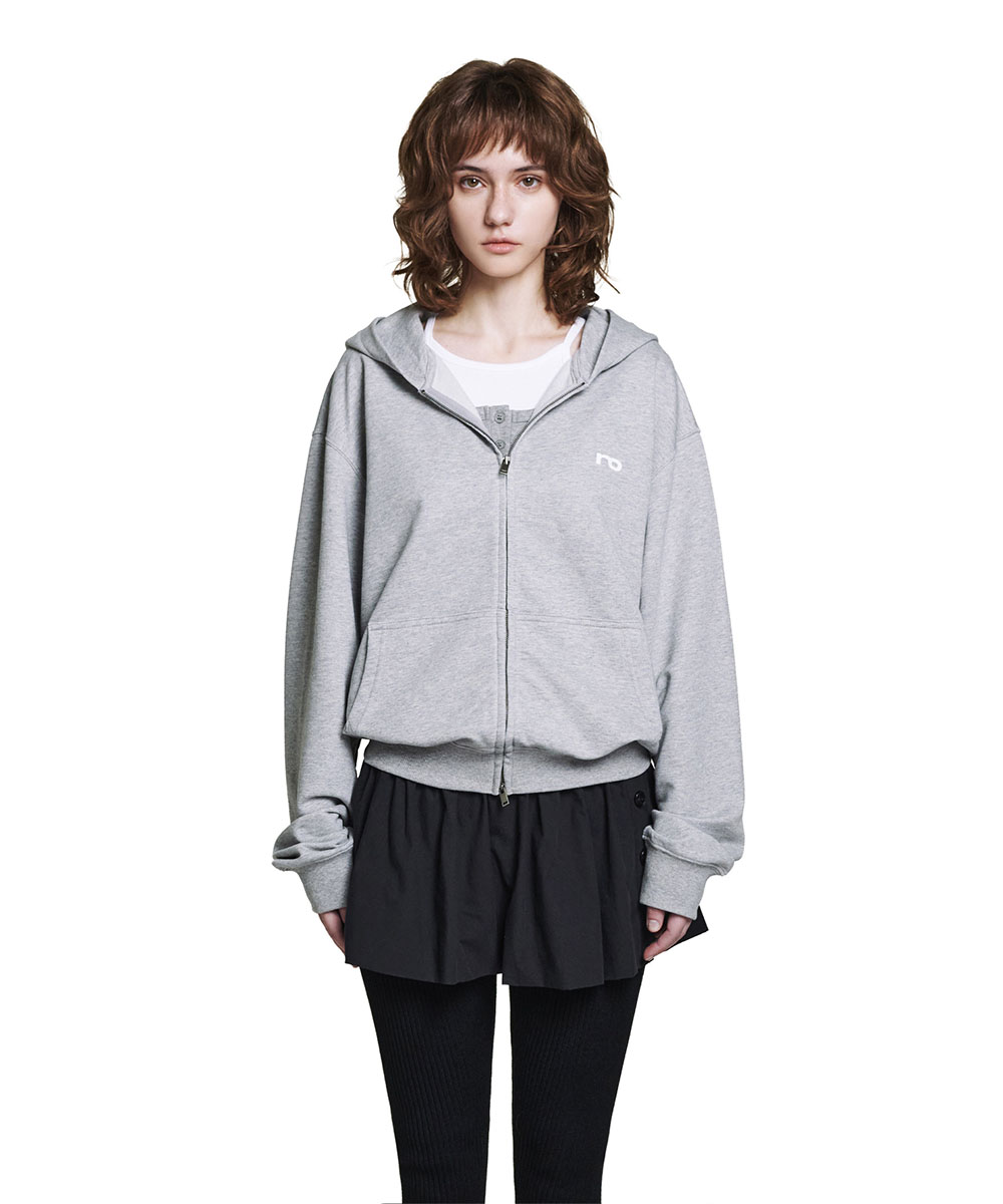 Low Logo Hooded Zip-Up - Gray